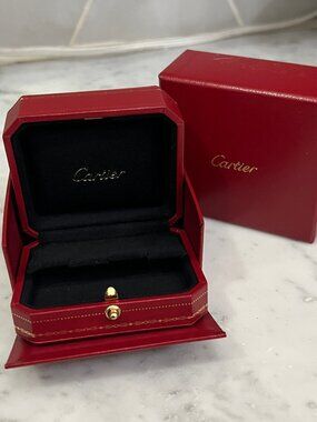 Cartier earring box, red with gold details